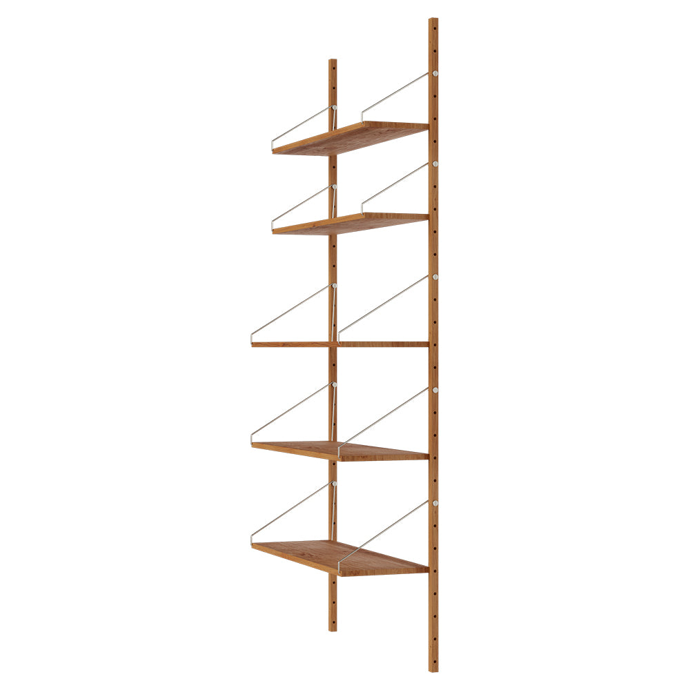 Shelf Library Single Section - 32.87"W x 72.91"H, Natural Oak
