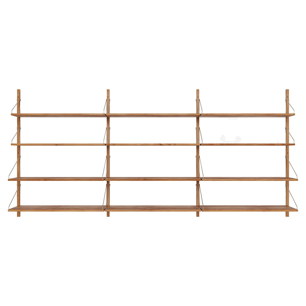 Shelf Library Triple Section - 96.65"W x 45.2"H, Natural Oak