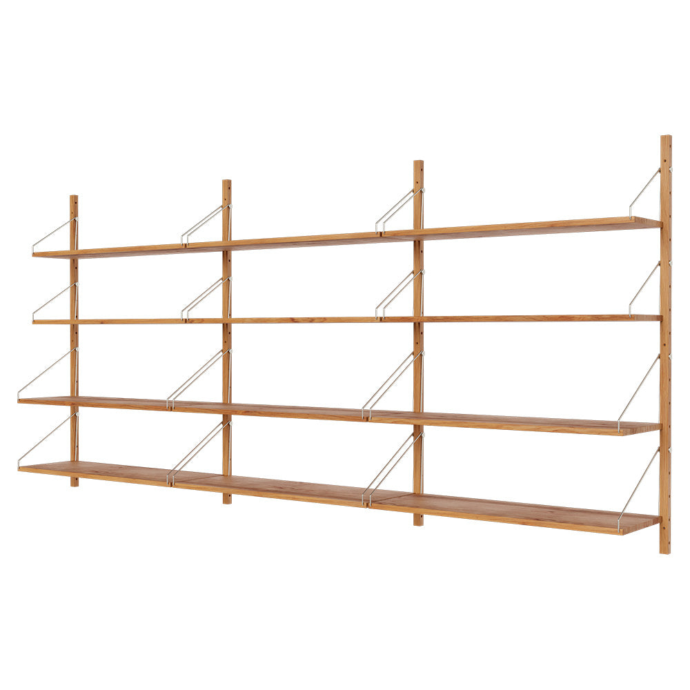 Shelf Library Triple Section - 96.65"W x 45.2"H, Natural Oak