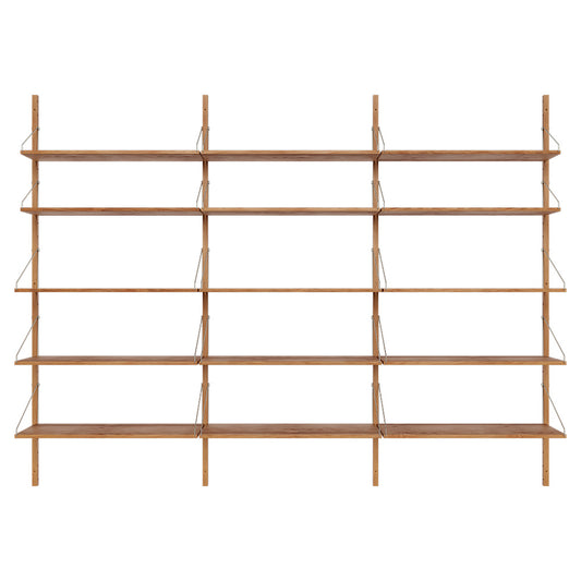 Shelf Library Triple Section - 96.65"W x 72.91"H, Natural Oak