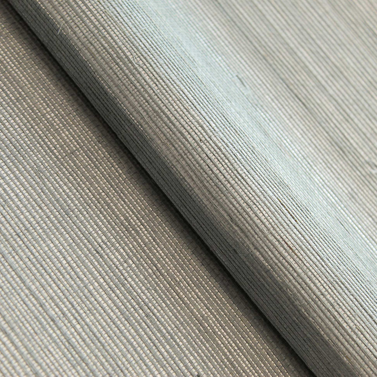 Sisal Metallic Grasscloth Wallpaper - Sky Blue on Metallic Silver