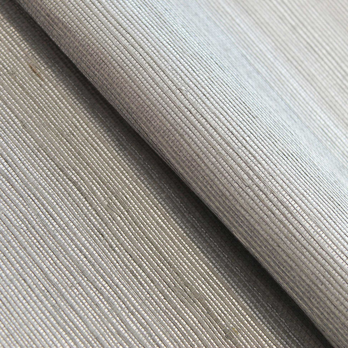 Sisal Metallic Grasscloth Wallpaper - Gray on Metallic Silver
