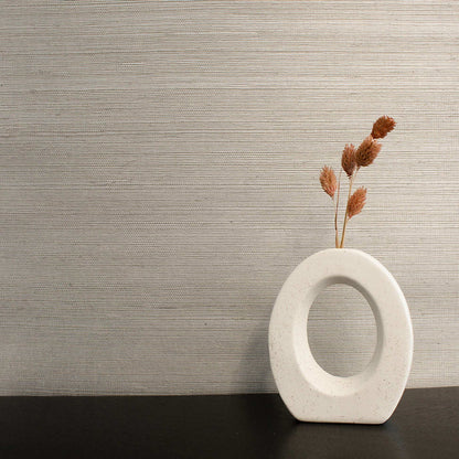 Sisal Metallic Grasscloth Wallpaper - Gray on Metallic Silver
