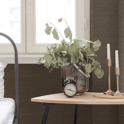 Sisal Metallic Grasscloth Wallpaper - Light Brown Silver Tipped