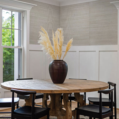 Sisal Metallic Grasscloth Wallpaper - Taupe on Metallic Silver