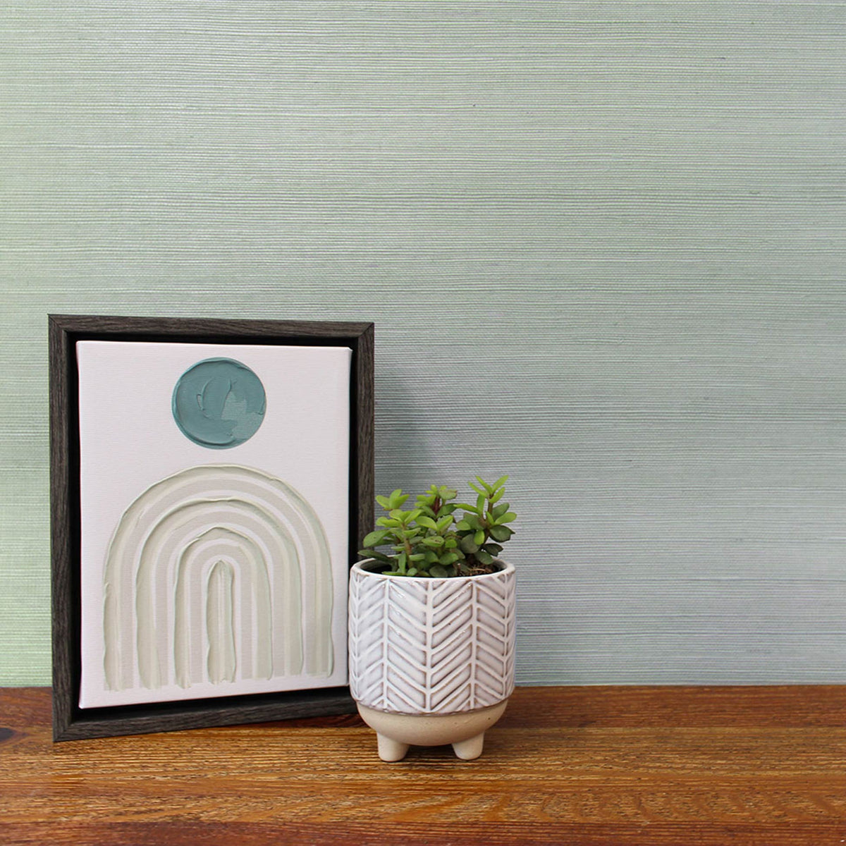 Sisal Monochromatic Grasscloth Wallpaper - Blue Sage