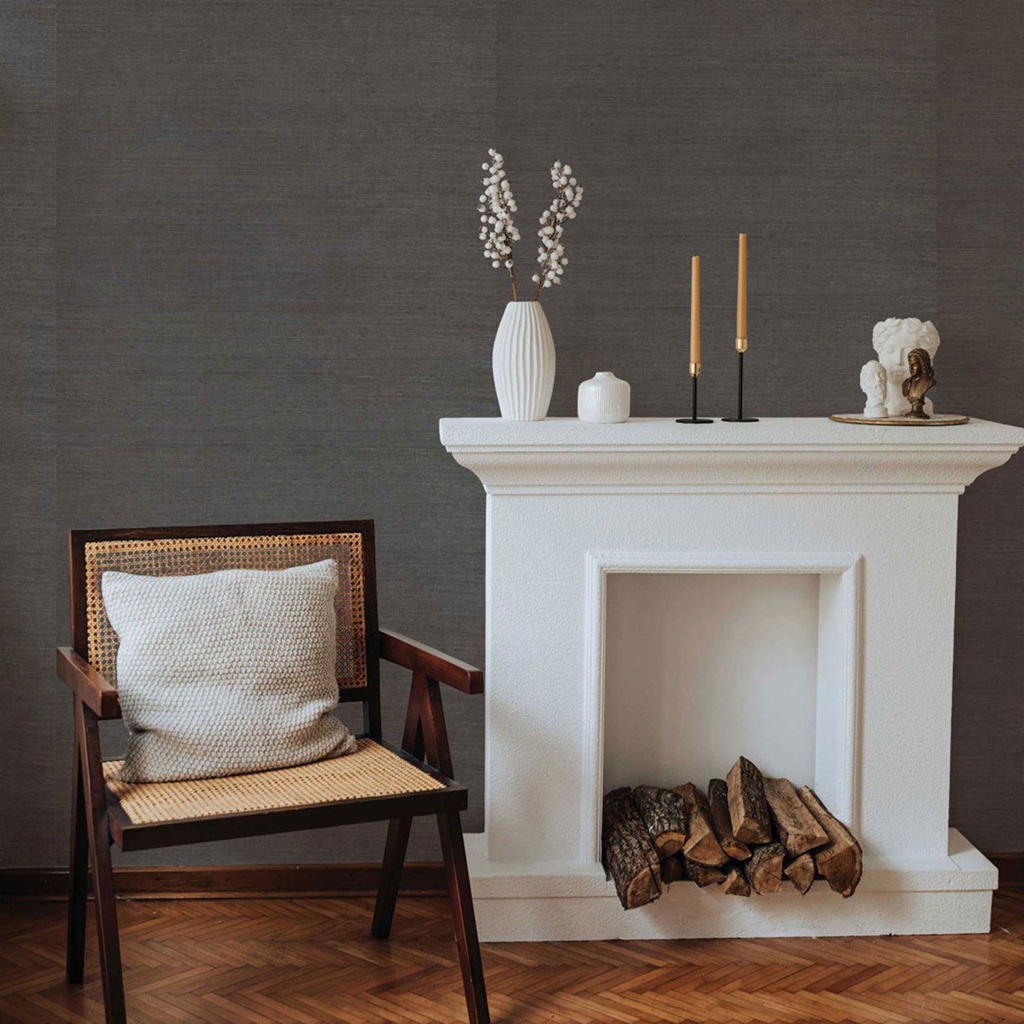 Sisal Monochromatic Grasscloth Wallpaper - Dark Roast Brown