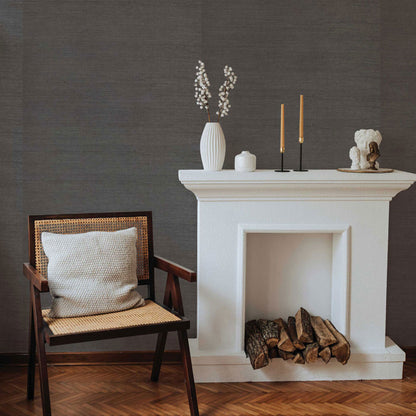 Sisal Monochromatic Grasscloth Wallpaper - Dark Roast Brown