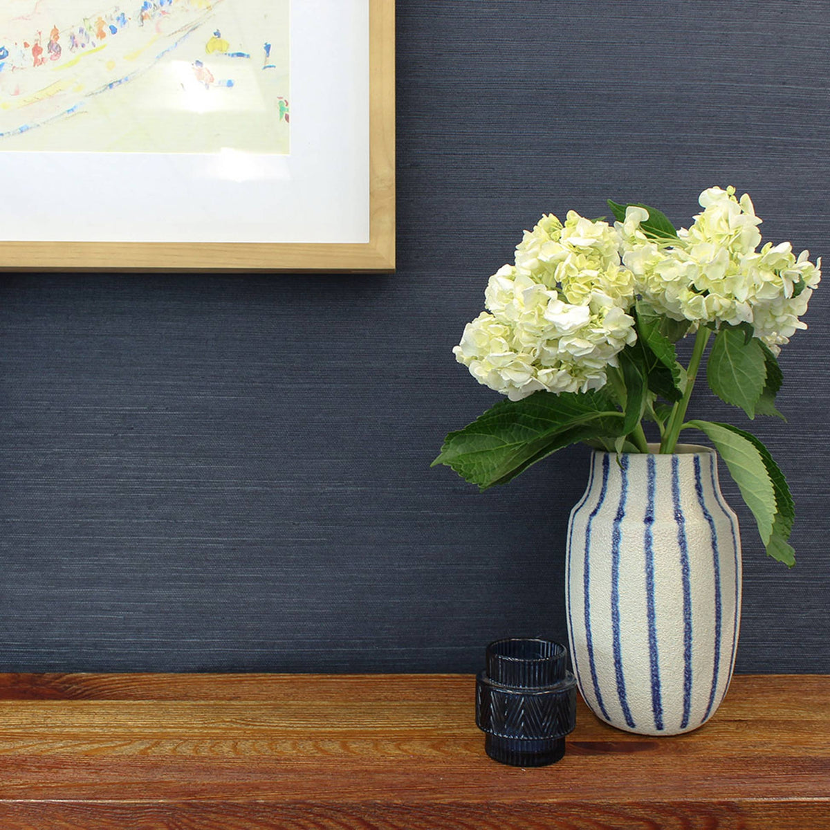 Sisal Monochromatic Grasscloth Wallpaper - Deep Indigo