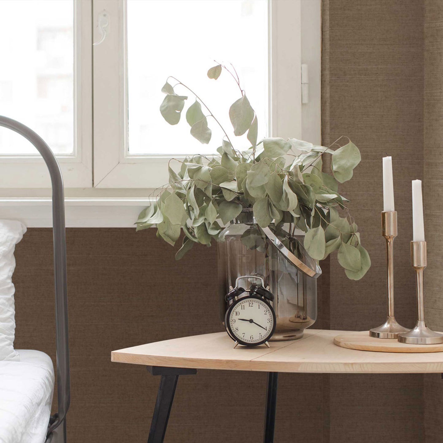 Sisal Monochromatic Grasscloth Wallpaper - Earthy Mushroom