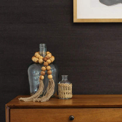 Sisal Monochromatic Grasscloth Wallpaper - Matte Black