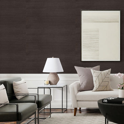 Sisal Monochromatic Grasscloth Wallpaper - Matte Black