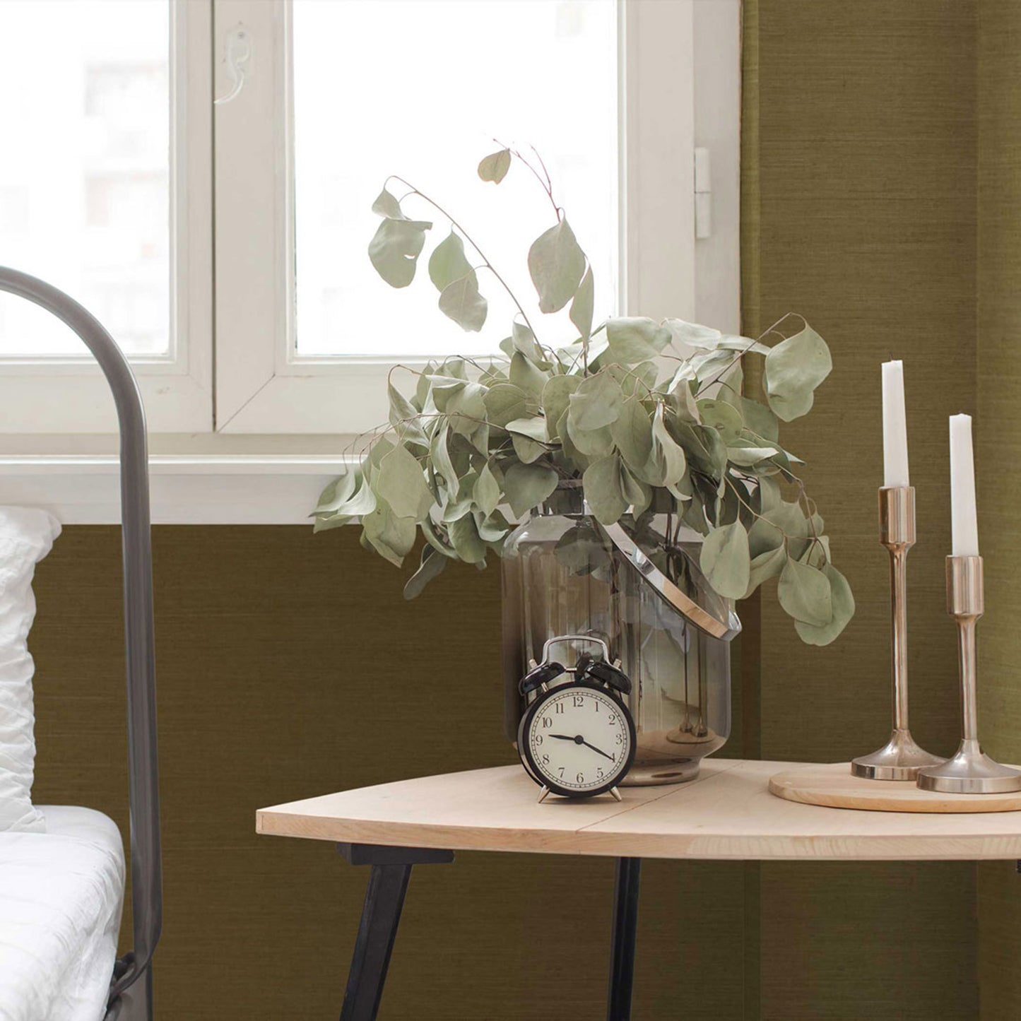 Sisal Monochromatic Grasscloth Wallpaper - Mossy Green