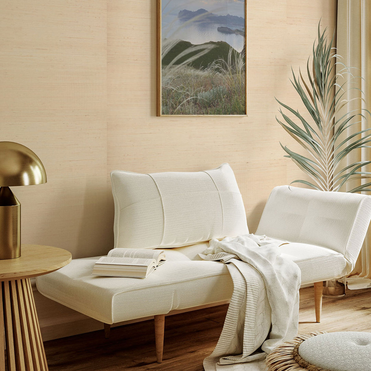 Sisal Monochromatic Grasscloth Wallpaper - Natural Light