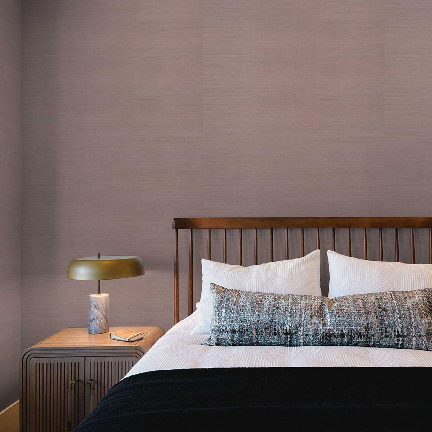Sisal Monochromatic Grasscloth Wallpaper - Pale Lavender