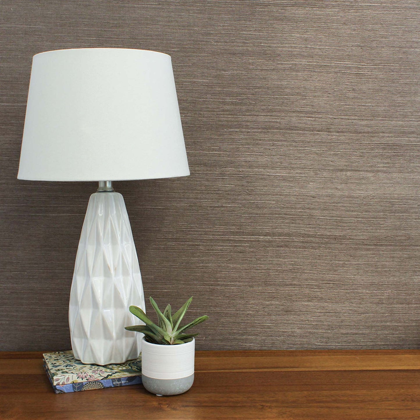 Sisal Monochromatic Grasscloth Wallpaper - Truffle