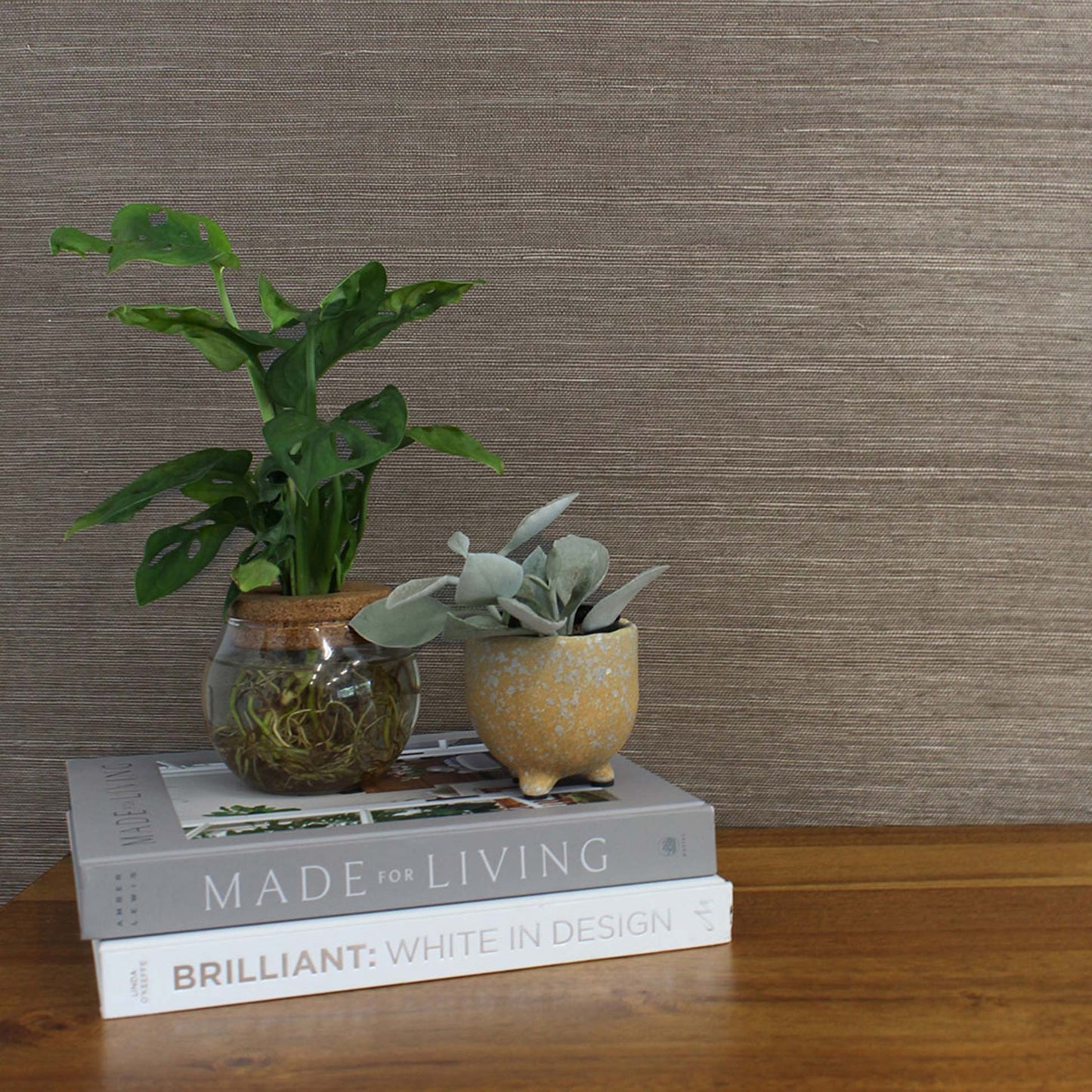 Sisal Monochromatic Grasscloth Wallpaper - Truffle