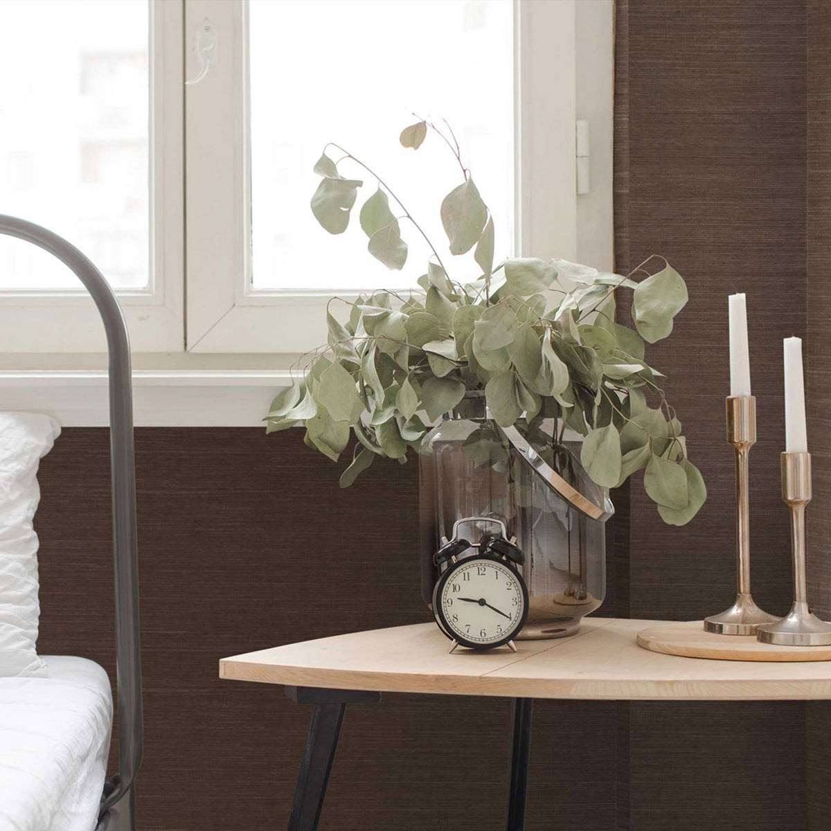 Sisal Monochromatic Grasscloth Wallpaper - Woodland Brown