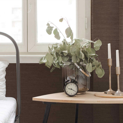 Sisal Monochromatic Grasscloth Wallpaper - Woodland Brown