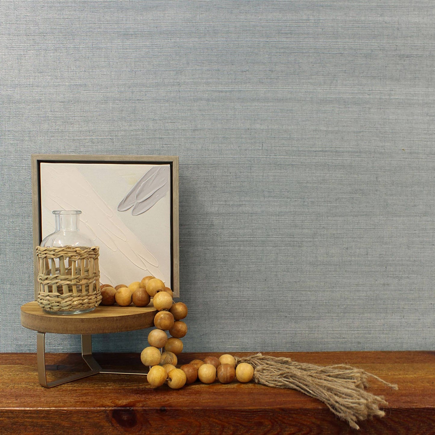 Sisal Tonal Hues Grasscloth Wallpaper - Heathered Bluestone