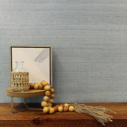 Sisal Tonal Hues Grasscloth Wallpaper - Heathered Bluestone