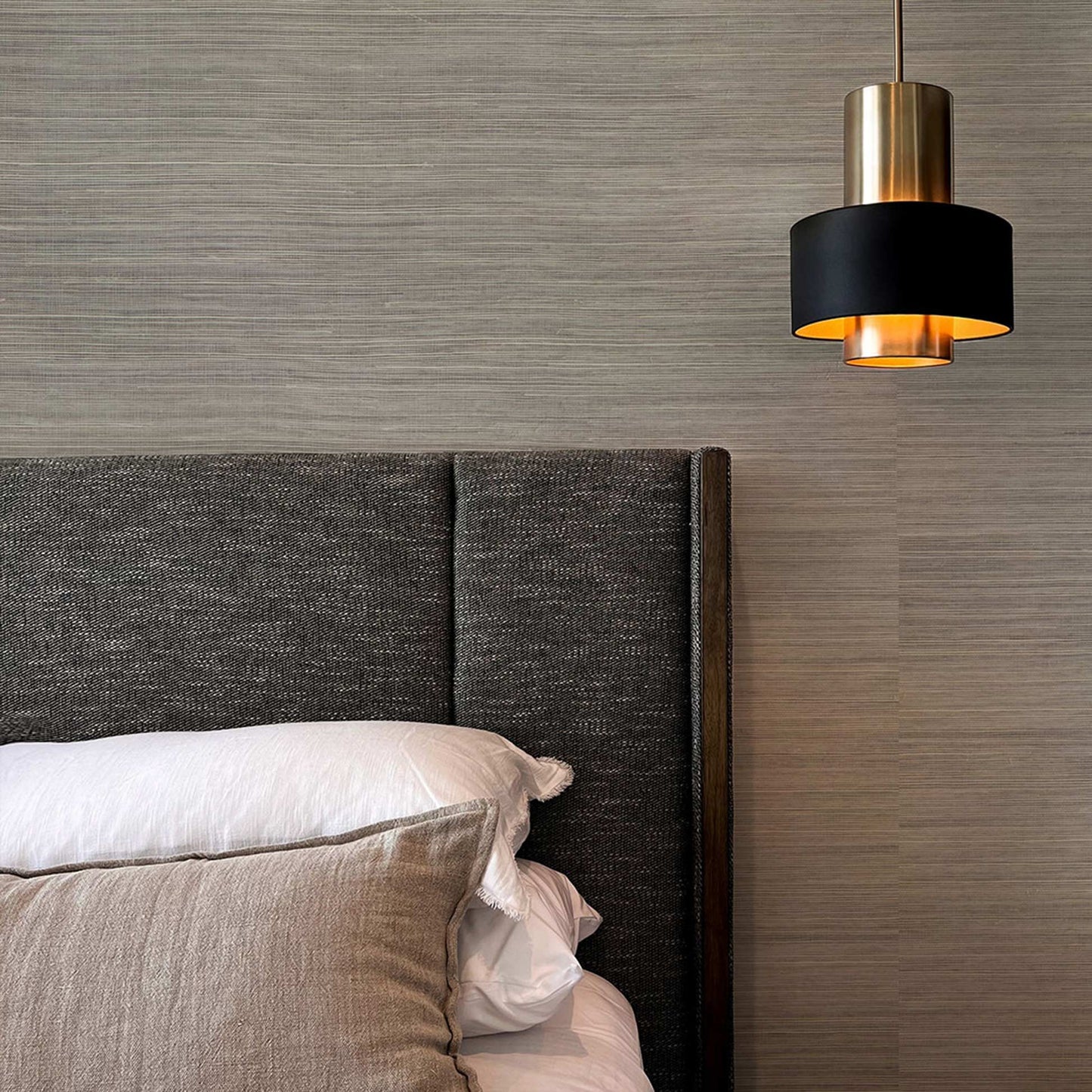 Sisal Tonal Hues Grasscloth Wallpaper - Light Natural on Soot