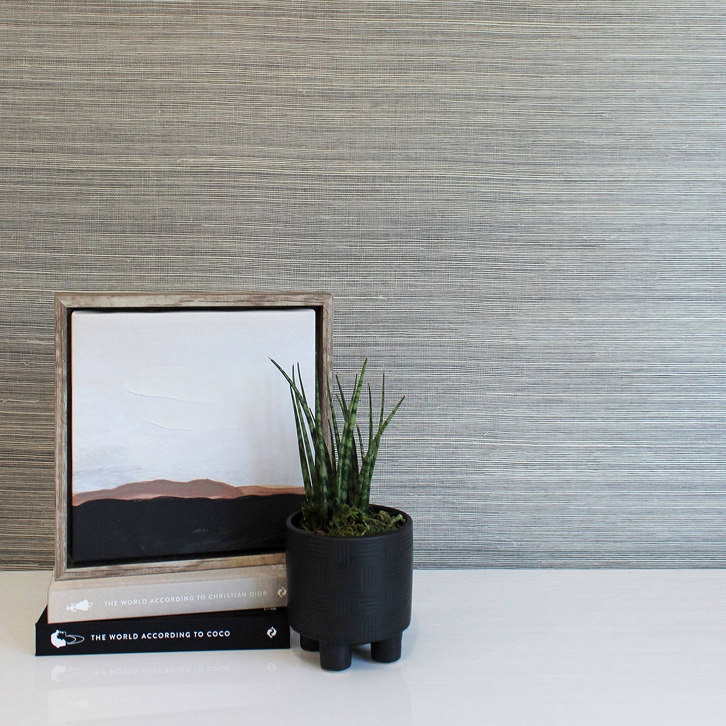 Sisal Tonal Hues Grasscloth Wallpaper - Light Natural on Soot