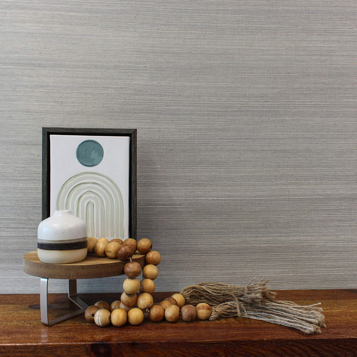 Sisal Tonal Hues Grasscloth Wallpaper - Light Natural on Taupe