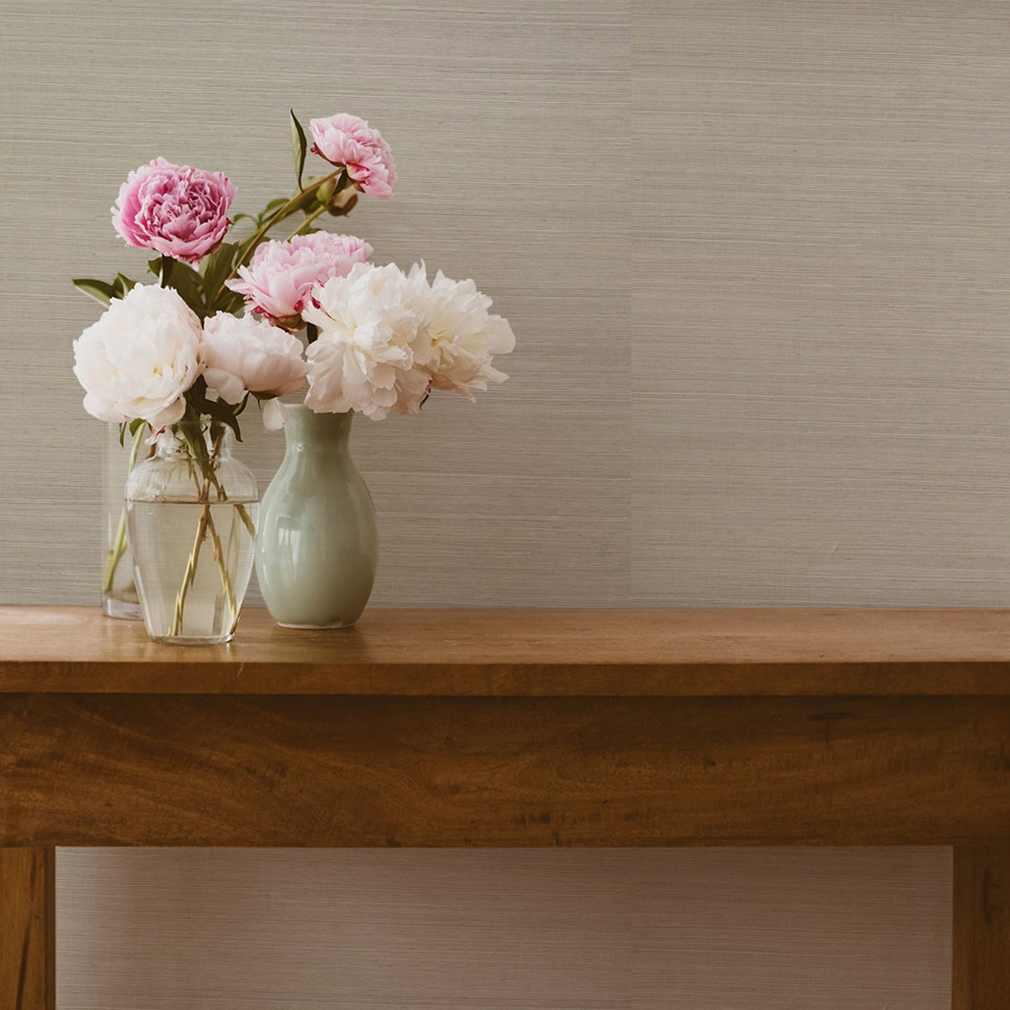 Sisal Tonal Hues Grasscloth Wallpaper - Light Natural on Taupe