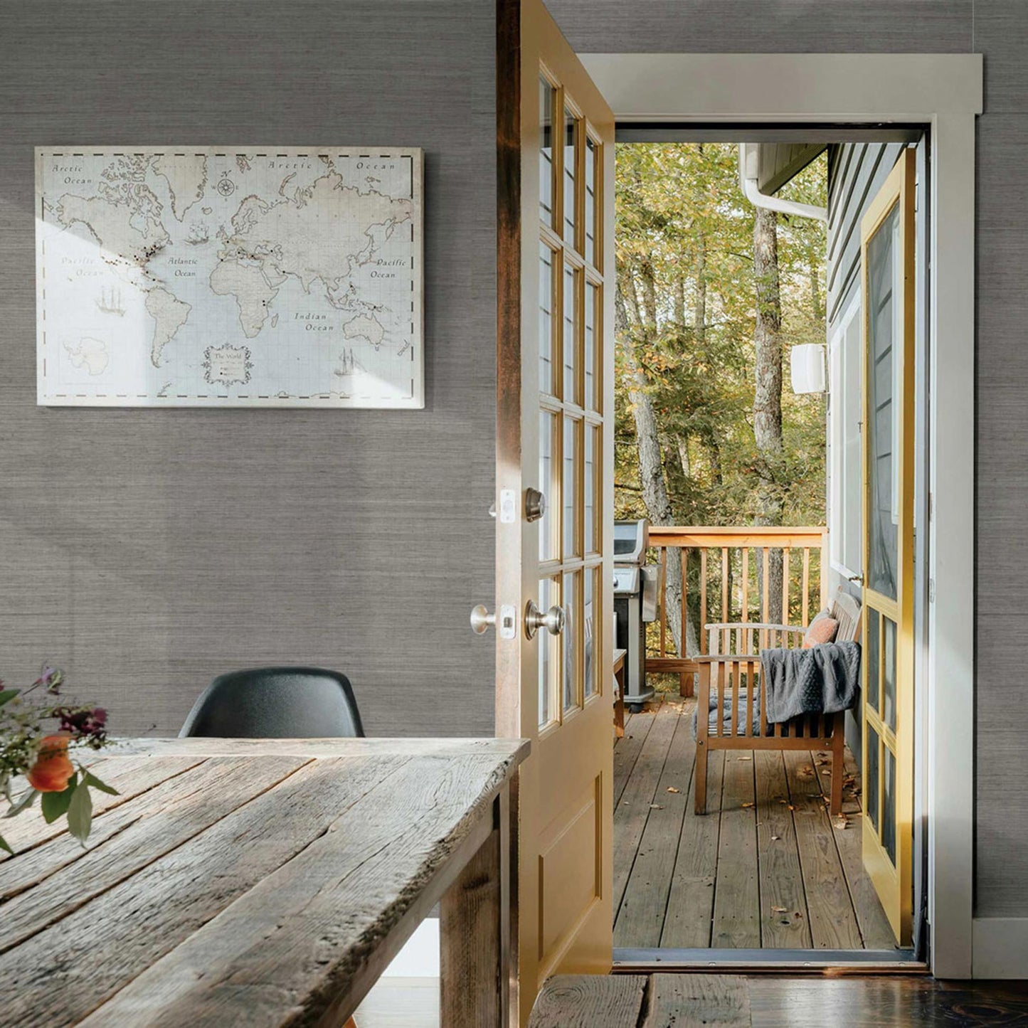 Sisal Tonal Hues Grasscloth Wallpaper - Taupe Gray on White