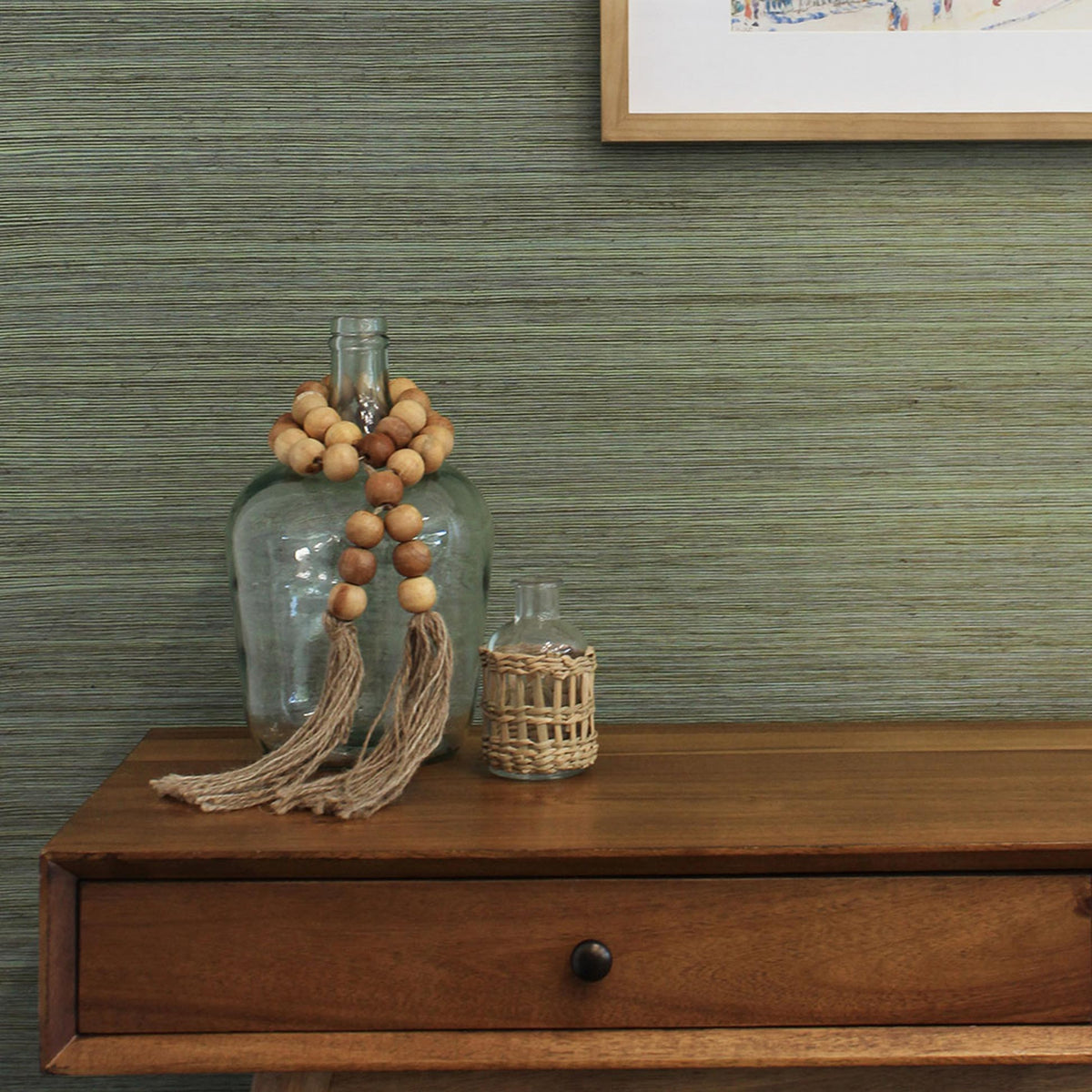 Sisal Tonal Hues Grasscloth Wallpaper - Woodland Green