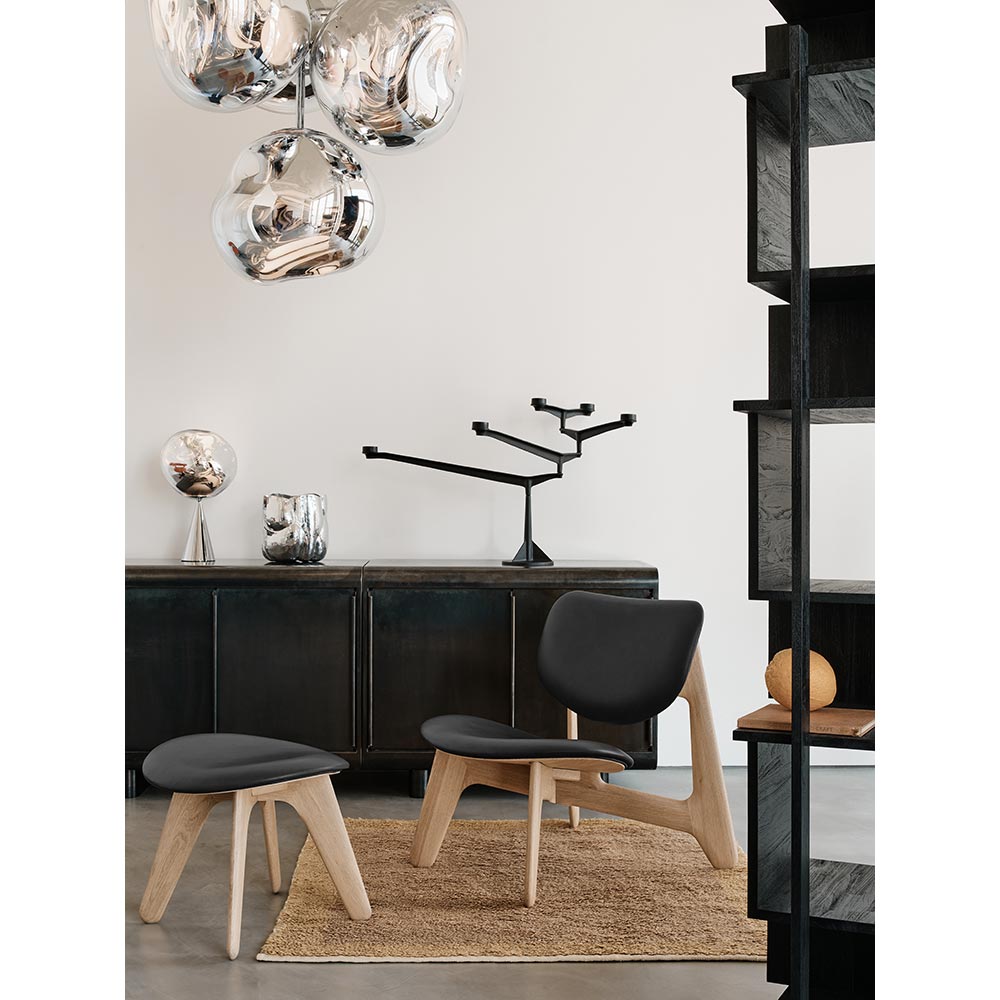Slab Lounge Chair - Natural Oak, Black Leather