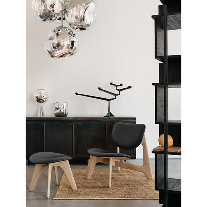 Slab Lounge Chair - Natural Oak, Black Leather