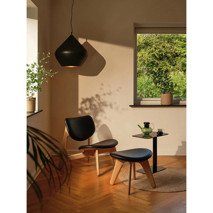 Slab Lounge Chair - Natural Oak, Black Leather