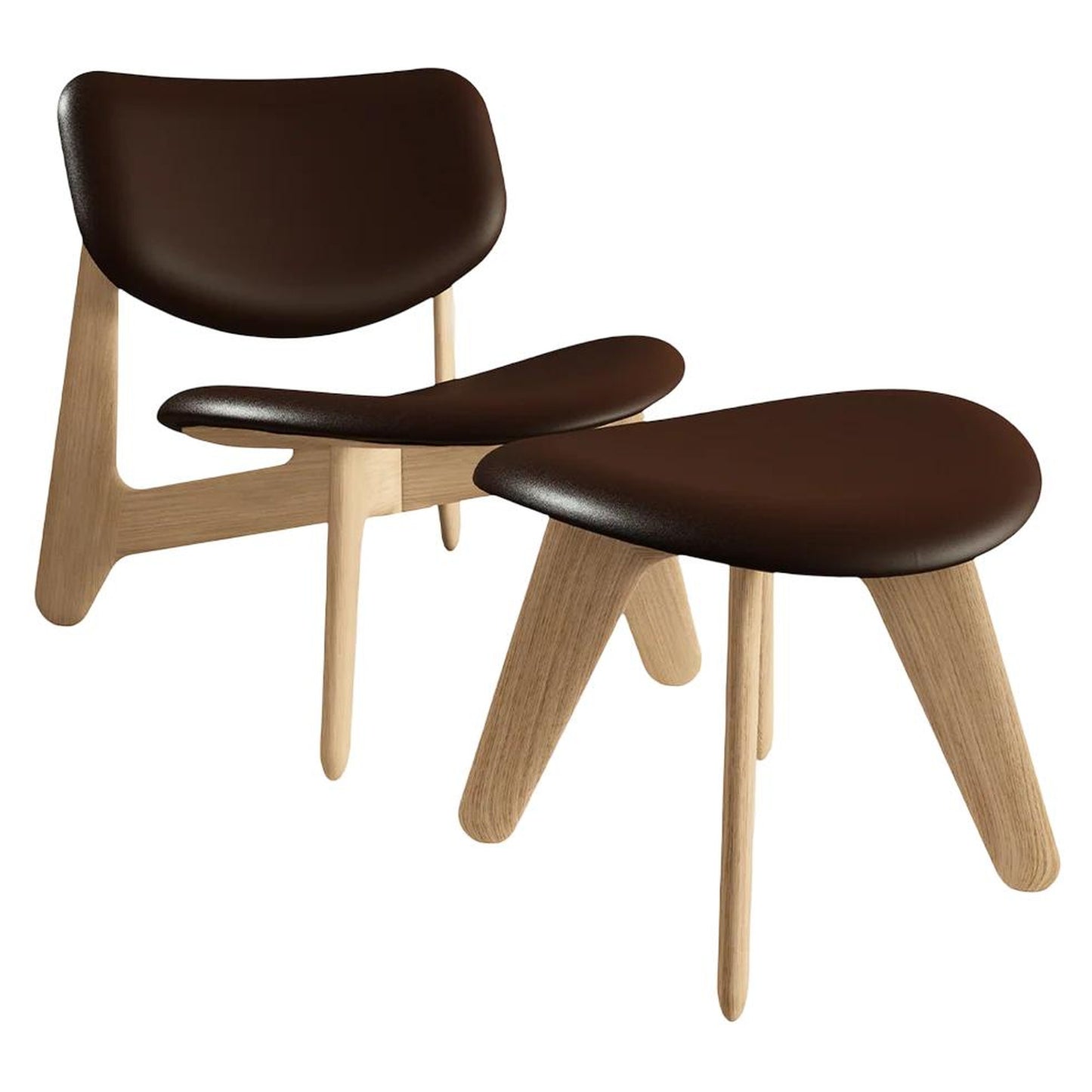 Slab Lounge Chair - Natural Oak, Choko Leather
