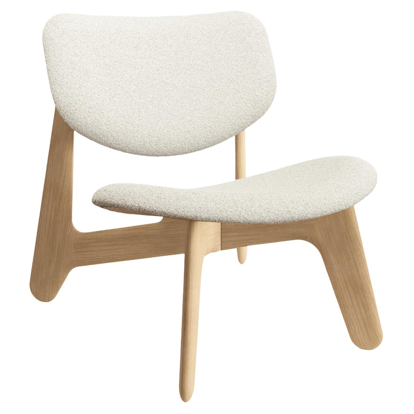 Slab Lounge Chair - Natural Oak, Kvadrat Elle Boucle 0200