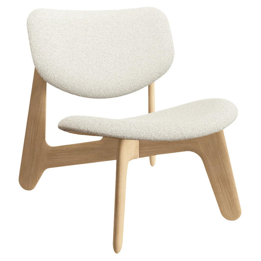 Slab Lounge Chair - Natural Oak, Kvadrat Elle Boucle 0200
