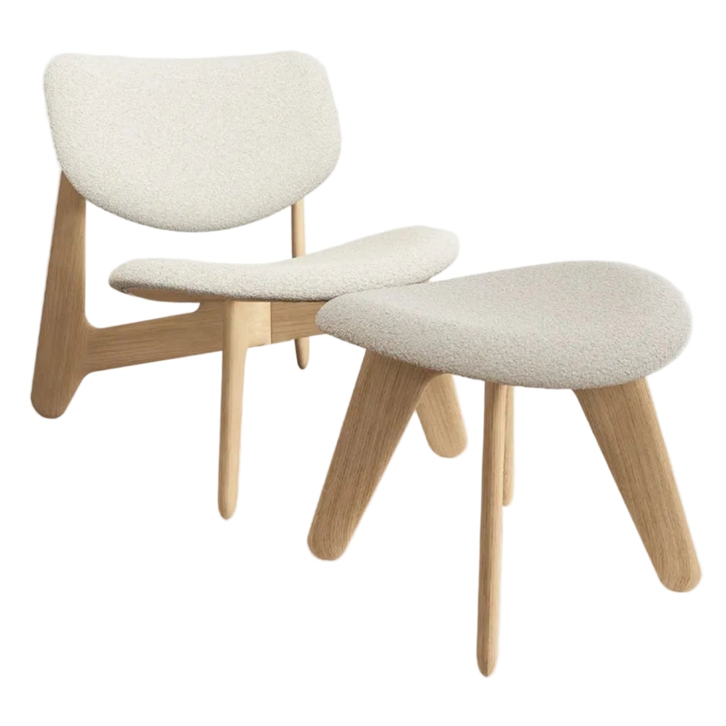 Slab Lounge Chair - Natural Oak, Kvadrat Elle Boucle 0200