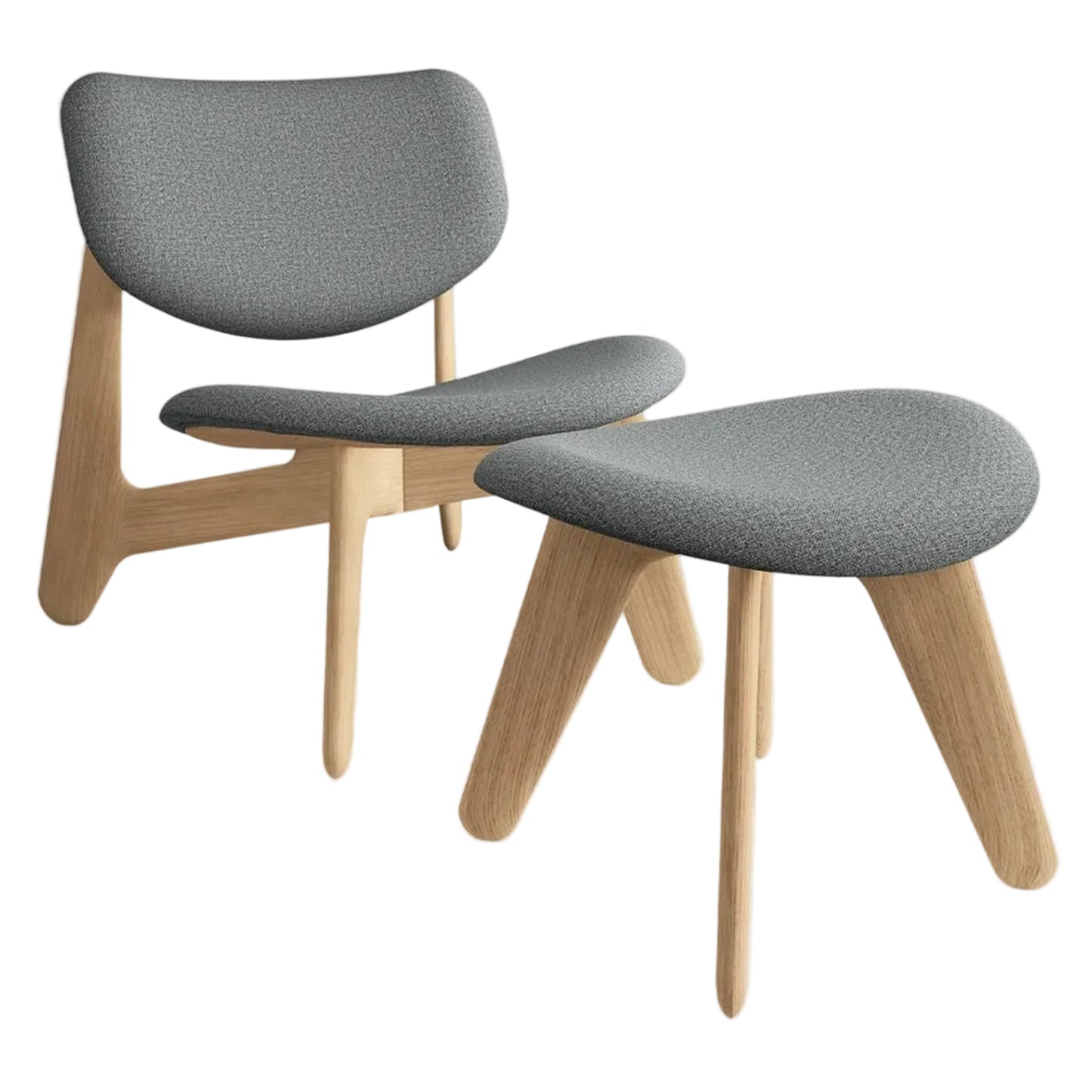 Slab Lounge Chair - Natural Oak, Kvadrat Hallingdal 0130