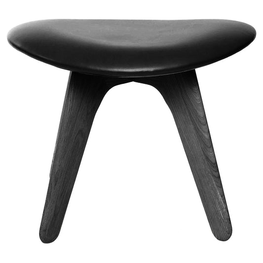 Slab Ottoman - Black Oak, Black Leather