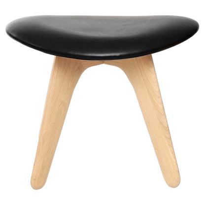 Slab Ottoman - Natural Oak, Black Leather