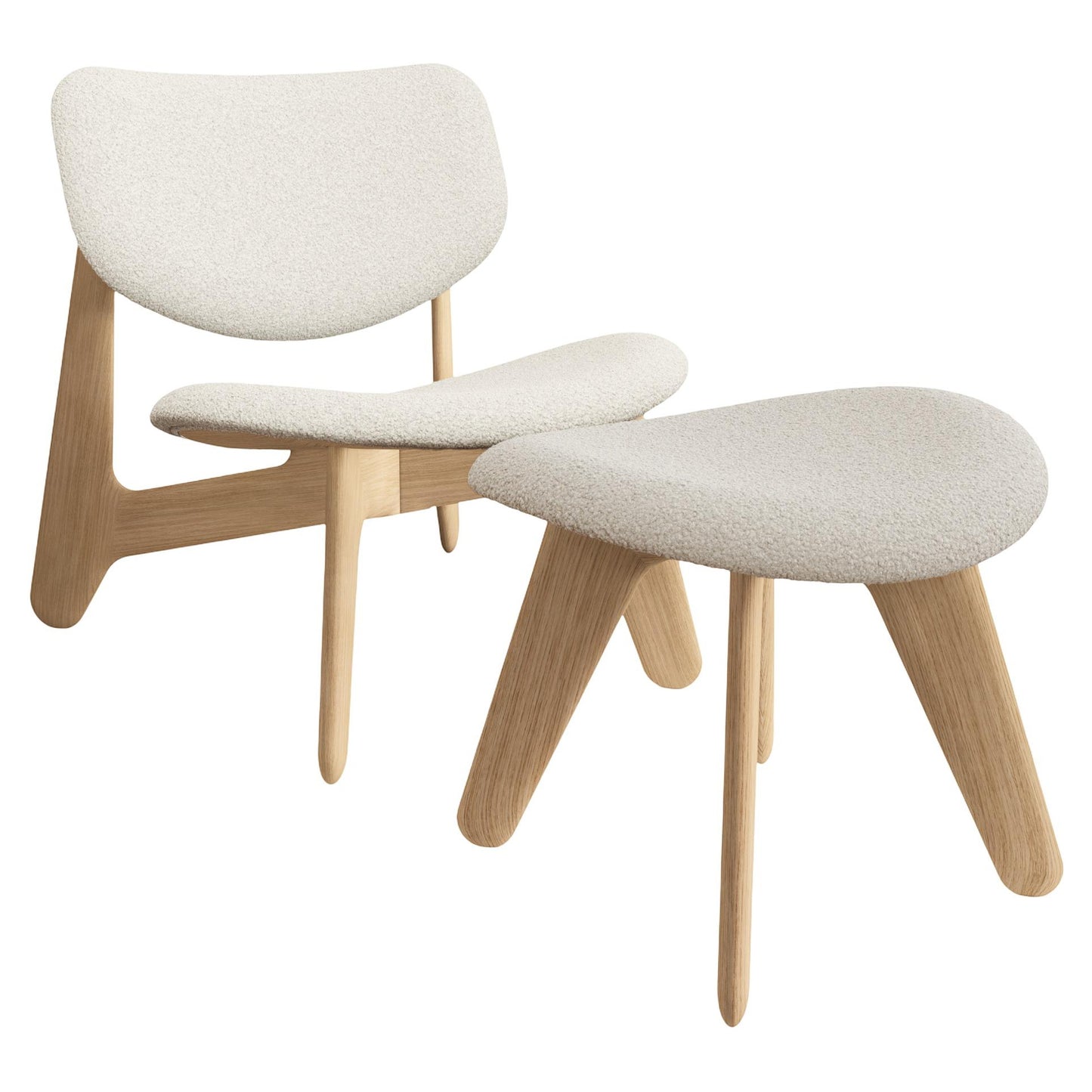 Slab Ottoman - Natural Oak, Kvadrat Elle Boucle 0200