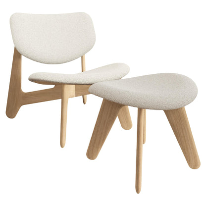 Slab Ottoman - Natural Oak, Kvadrat Elle Boucle 0200