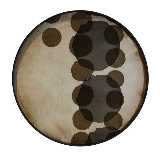 Slate Layered Dots Glass Tray - Round, Large