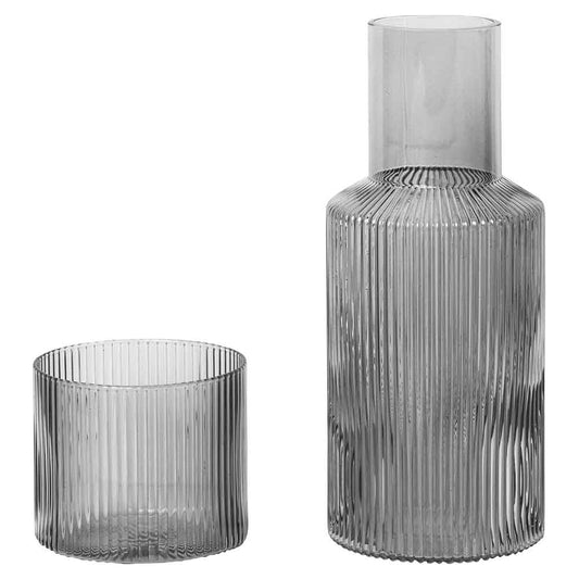 Small Ripple Carafe Set - Smoked
