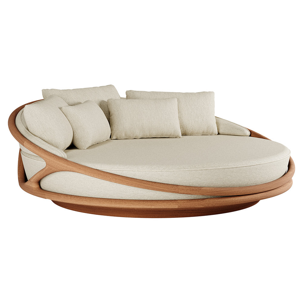 Solis Outdoor Daybed - Beige Boucle, Teak Frame