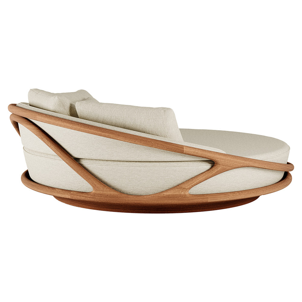 Solis Outdoor Daybed - Beige Boucle, Teak Frame