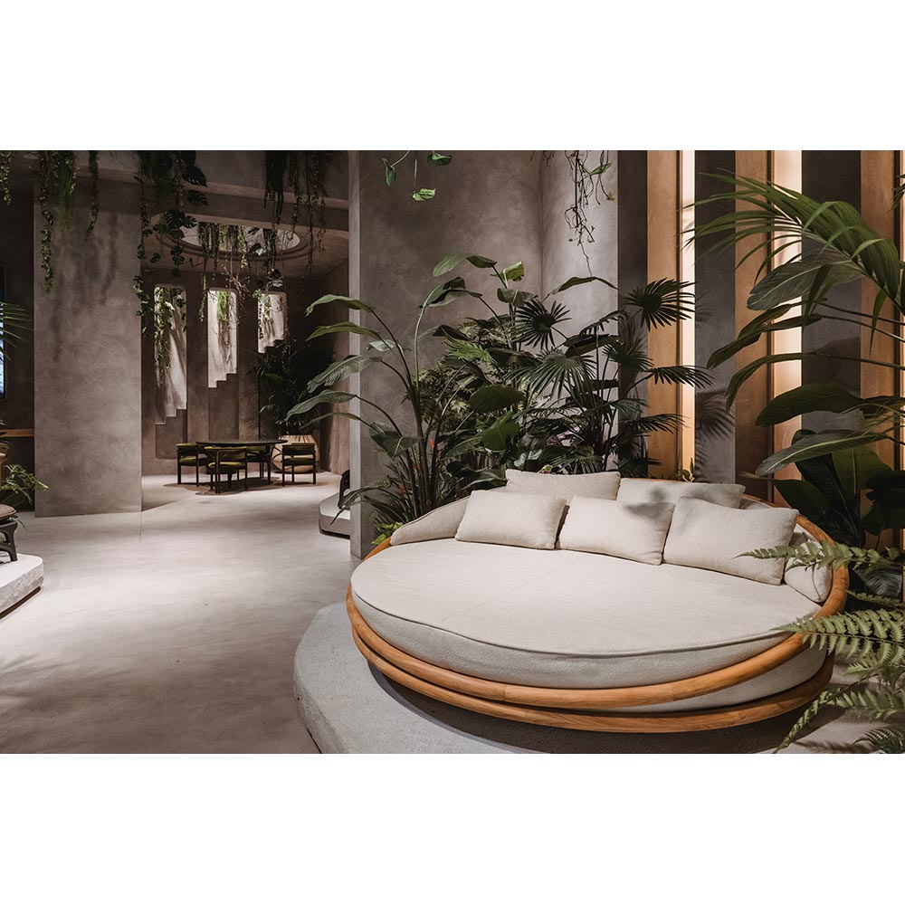 Solis Outdoor Daybed - Beige Boucle, Teak Frame