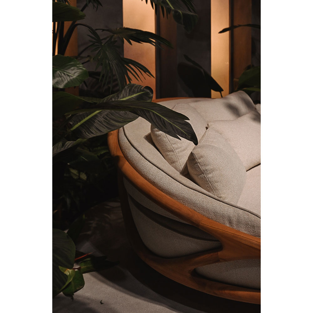 Solis Outdoor Daybed - Beige Boucle, Teak Frame