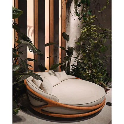 Solis Outdoor Daybed - Beige Boucle, Teak Frame